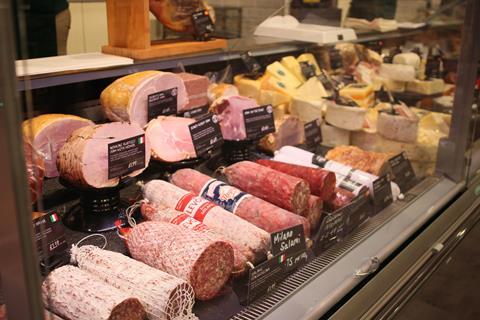 A high quality selection of meats and cheeses are on offer from the deli and hot food counters